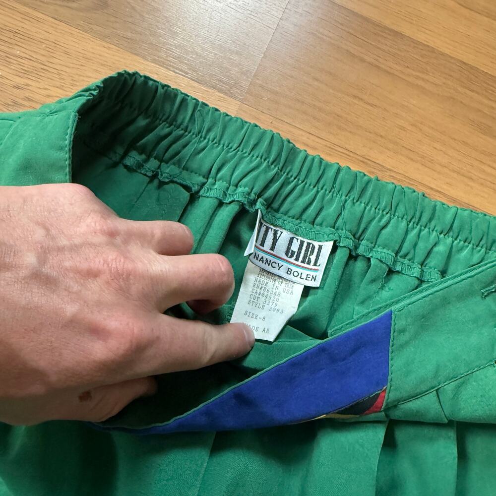Women's Vintage 90's City Girl Nancy Bolen Green Colorablock 2-Piece Set Sz 8 - Picture 11 of 15